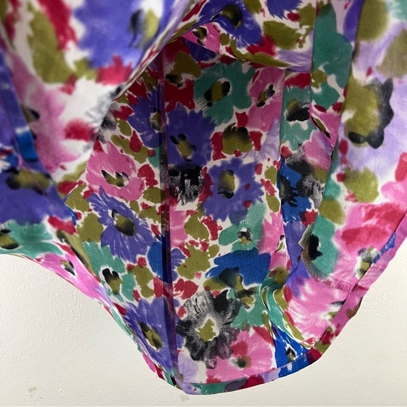 BDG 100% Silk Urban Outfitters Watercolor Floral Print Lightweight Boho Top - Picture 7 of 12